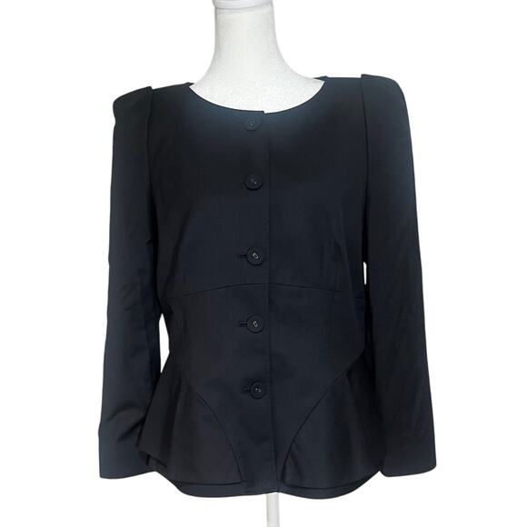 Albert Nipon Black Tailored Blazer Button Closure Minimalist Classic Size 10 - Picture 1 of 8